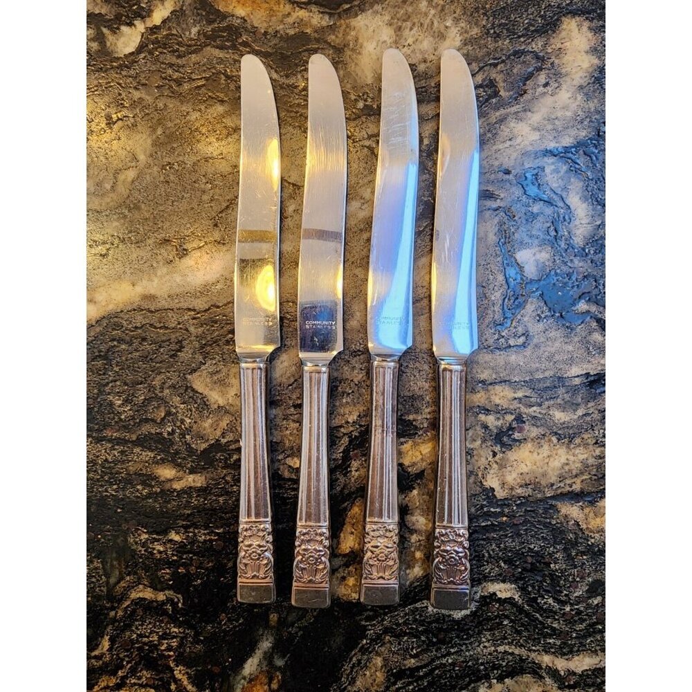 CORONATION Community Plate 1936 Oneida Modern Hollow 8.75"  Knife Vintage 4 PC